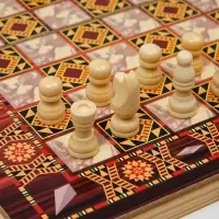 Настольная игра 3 в 1 &laquo;Узоры&raquo;: нарды, шашки, шахматы, 29&times;29 см