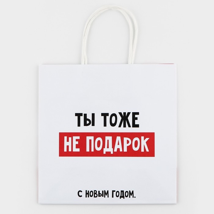 Пакет подарочный новогодний «Ты тоже не подарок», 22 х 22 х 11 см Пакет подарочный новогодний «Ты тоже не подарок», 22 х 22 х 11 см