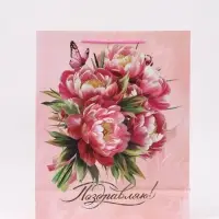 Пакет подарочный &laquo;Поздравляем&raquo;,цветы , 40 &times; 15 &times; 49 см