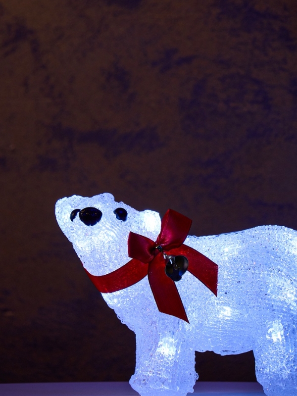 Светодиодная фигура «Мишка» 12 × 17 см, акрил, 20 LED, батарейки ААх2 (не в комплекте), свечение белое Светодиодная фигура «Мишка» 12 × 17 см, акрил, 20 LED, батарейки ААх2 (не в комплекте), свечение белое