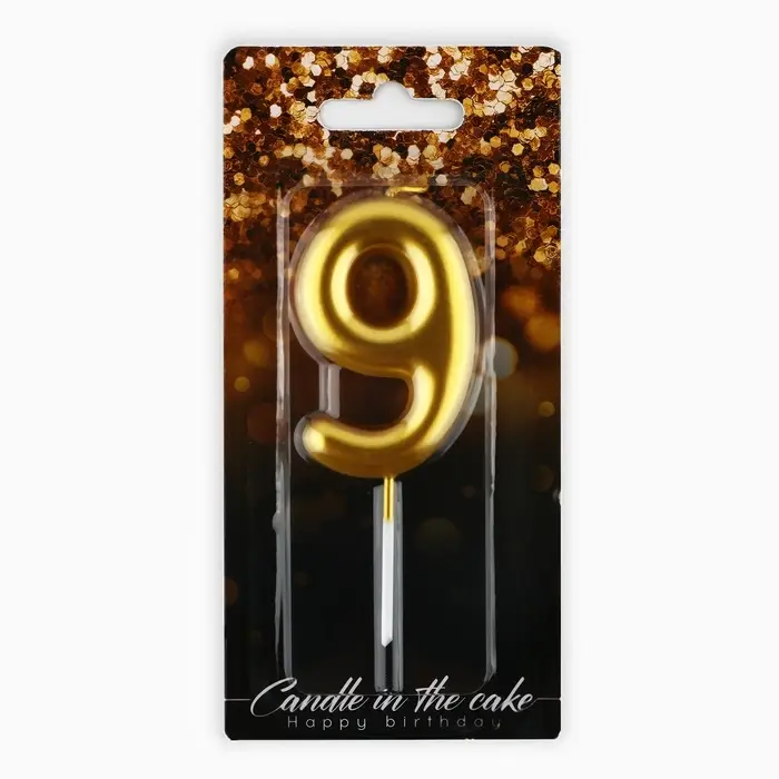 Свеча для торта, цифра «9», золото, 9,5 х 4 см Свеча для торта, цифра «9», золото, 9,5 х 4 см