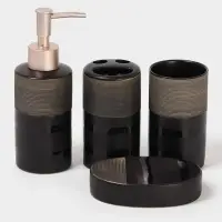 Аксессуары для ванной Доляна &laquo;Классика&raquo;, 4 предмета: дозатор 300 мл, мыльница, 2 стакана, чёрные