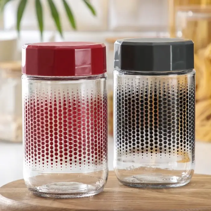 Банка стеклянная для сыпучих продуктов «Круги», 600 мл, цвет МИКС Банка стеклянная для сыпучих продуктов «Круги», 600 мл, цвет МИКС