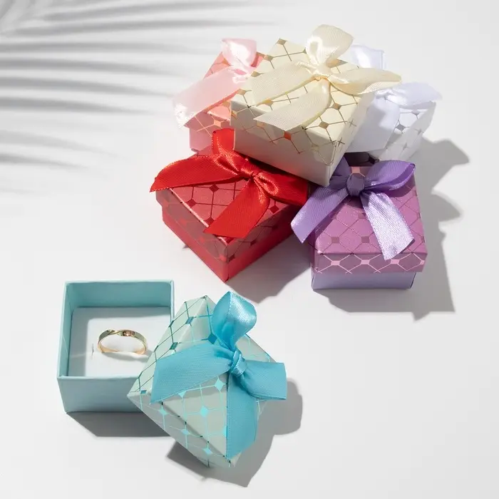 Коробочка подарочная под кольцо/серьги «Кубики», 5×5 (размер полезной части 4.5×4.5 см), МИКС, вставка белая