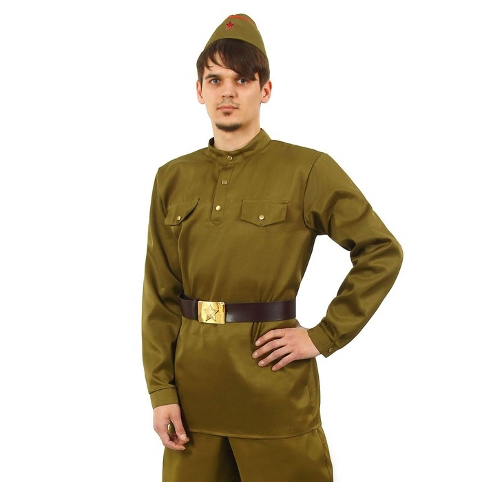 Гимнастёрка военная мужская + пилотка, ремень, р. 52, рост 182 см Гимнастёрка военная мужская + пилотка, ремень, р. 52, рост 182 см