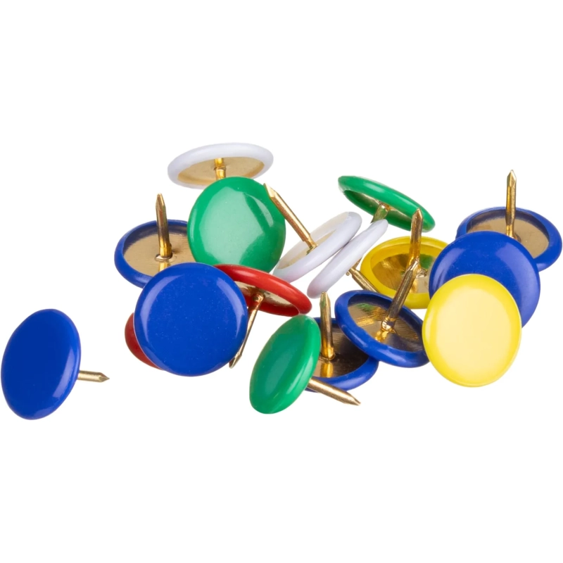 Кнопки канцелярские Attache металлич. шляпка 10 мм, цветные 50 шт.карт.уп