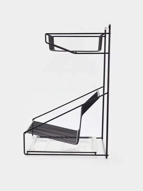 Посудосушитель настольный с поддоном, 38,5*38,5*24 см, цвет черный