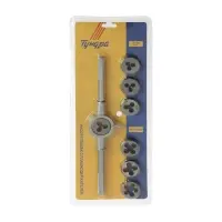 Набор плашек ТУНДРА, М3 - М12 + плашкодержатель, 8 предметов