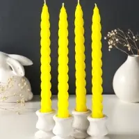 Набор свечей витых, 2.3&times;24.5 см, 5 ч, 50 г, 4 шт., жёлтый, в подарочной коробке