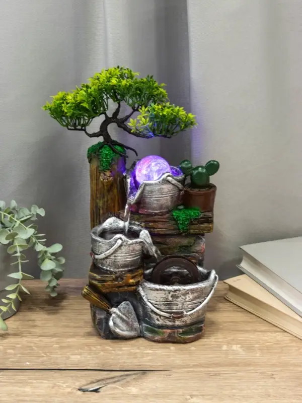 Фонтан Фонтан "Ведерки под деревом" 32х15х13 см (с подсветкой)