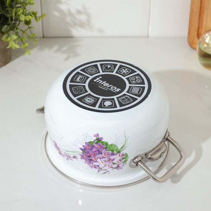 Кастрюля эмалированная «Сирень», 2,1 л, стеклянная крышка, индукция Кастрюля эмалированная «Сирень», 2,1 л, стеклянная крышка, индукция