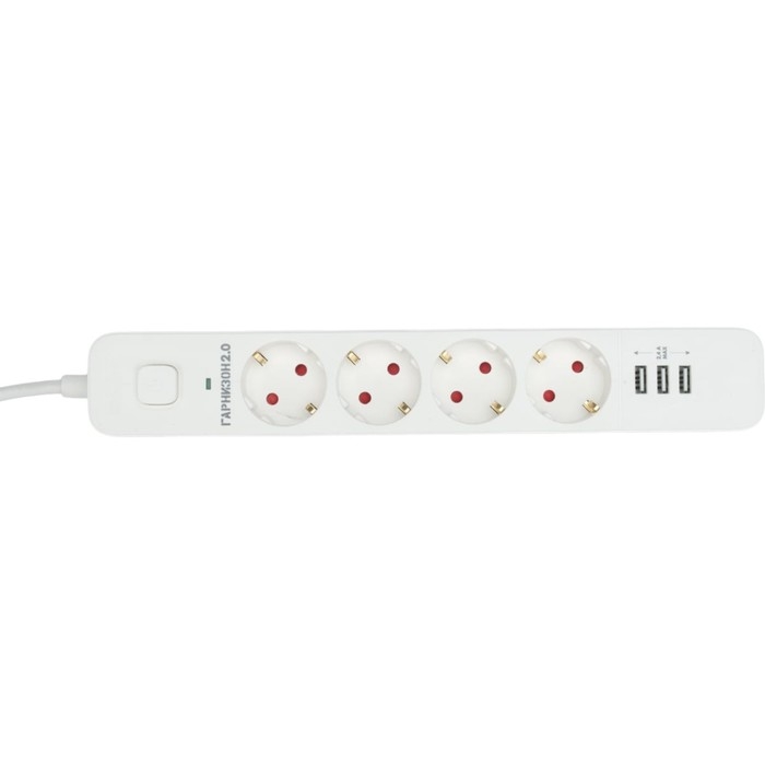 Сетевой фильтр Гарнизон 2.0 Мультипорт EPS-4-U3-W-2, 4 р, 10А, 3xUSB, 2м, ур.защиты 2+, белы 1034186 Сетевой фильтр Гарнизон 2.0 Мультипорт EPS-4-U3-W-2, 4 р, 10А, 3xUSB, 2м, ур.защиты 2+, белы 1034186