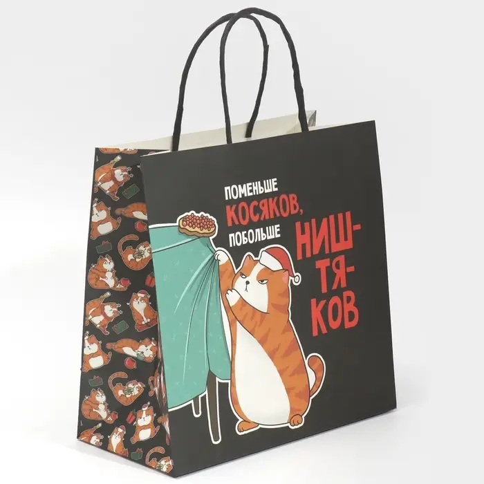 Пакет подарочный новогодний &laquo;Косяки наше всё&raquo;, 22&times;22&times;11 см