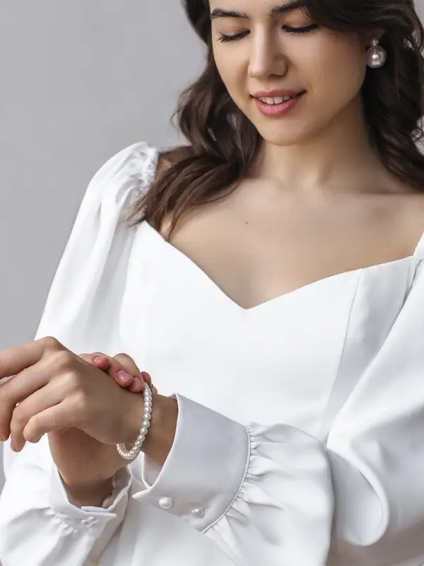 Браслет из бусин &laquo;Жемчуг. Невеста&raquo;, d=5.5 см, шар №6, цвет молочный