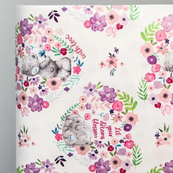 Бумага упаковочная глянцевая двусторонняя , Me To You,  60x90 см