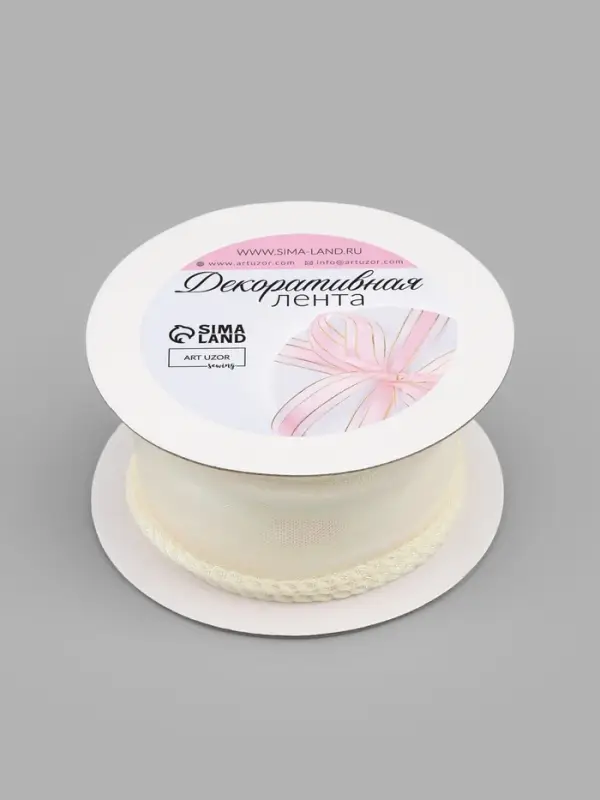 Лента капроновая &laquo;Волна&raquo;, с радужным переливом, 38 мм, 9.1&plusmn;0.5 м, бежевая