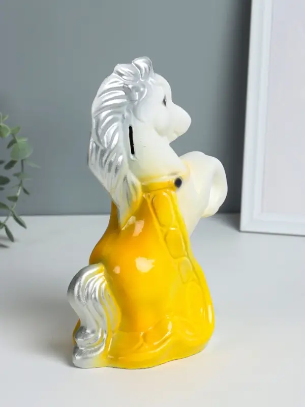 Копилка "Лошадка с попоном" высота 25 см, белый