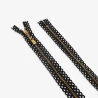 Молния металлическая, №3, неразъёмная, замок автомат, 60 см, декоративная, чёрная