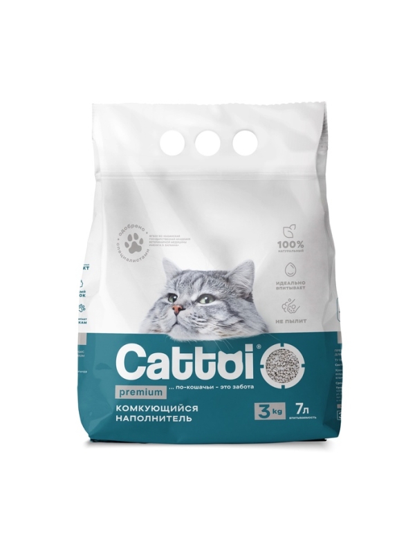 Наполнитель минеральный комкующийся Cattoi Premium 3 кг,пластиковый пакет Наполнитель минеральный комкующийся Cattoi Premium 3 кг,пластиковый пакет