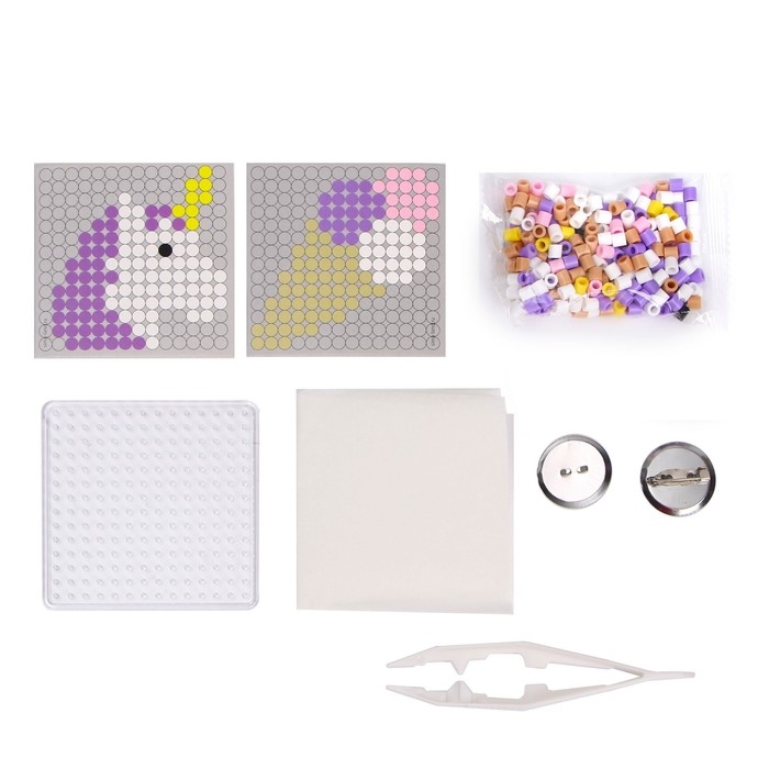 Термомозаика «Милый единорог» с пинцетом, значком Термомозаика «Милый единорог» с пинцетом, значком