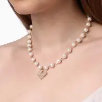 Колье с жемчугом &laquo;Сердце&raquo;, квадратное, шар №6, белое в золоте, L=40 см