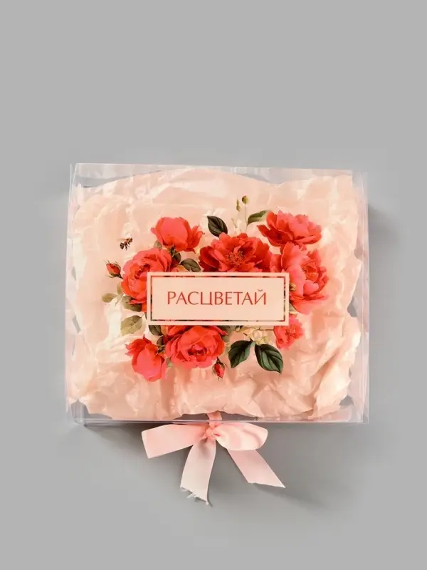 Подарочная коробка с тишью и гирляндой &laquo;Расцветай&raquo;, 20 х 18 х 5 см