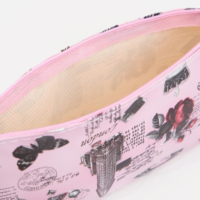 Косметичка на молнии, цвет розовый