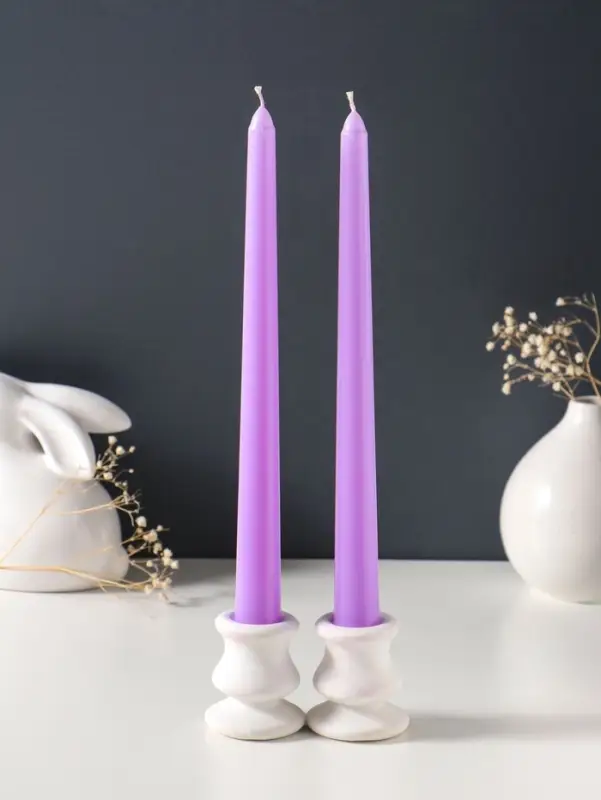 Набор свечей античных 25 см, 2 шт., 58 г, 7 ч, лаванда
