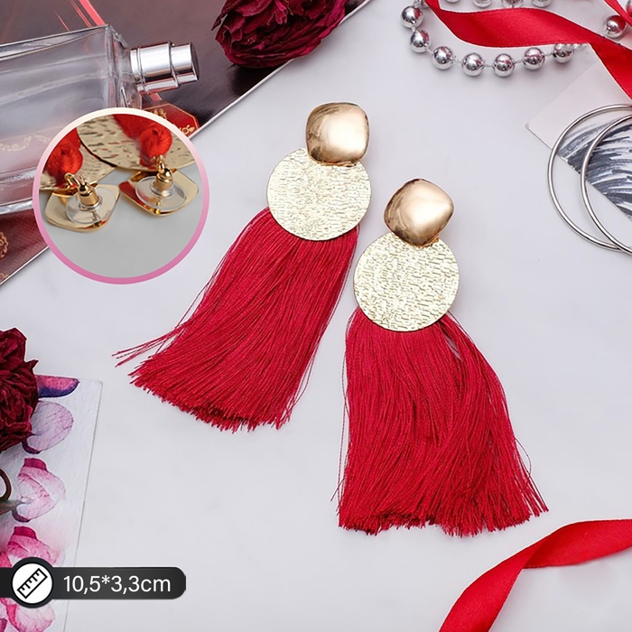 Серьги ассорти «Кисти» хинди, цвет бордовый в золоте, L кисти 6,5 см Серьги ассорти «Кисти» хинди, цвет бордовый в золоте, L кисти 6,5 см