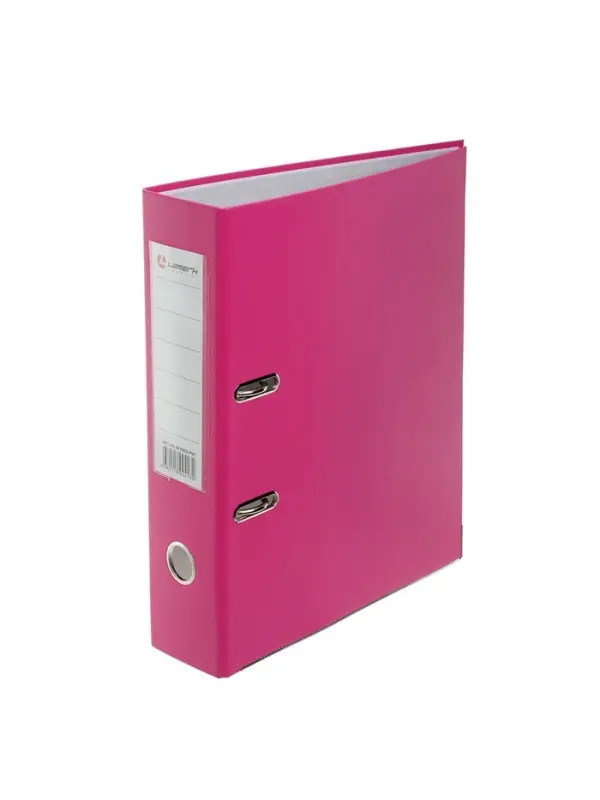 Папка-регистратор А4, 75 мм, ПВХ, тиснение &laquo;лен&raquo;, металлическая окантовка, карман на корешок, собранная, собранная, темно-розовая