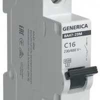 Выключатель автоматический&nbsp;ВА47-29М&nbsp;1P&nbsp;16А&nbsp;4,5кА&nbsp;C&nbsp;GENERICA