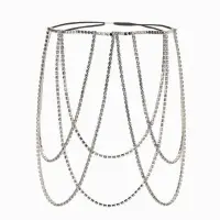 Цепочка на бедро бодичейн "Ярусы" со стразами, цвет белый в серебре Цепочка на бедро бодичейн "Ярусы" со стразами, цвет белый в серебре