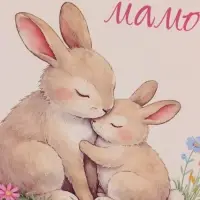 Открытка &laquo;Любимой мамочке&raquo;, зайцы, 15&times;15 см