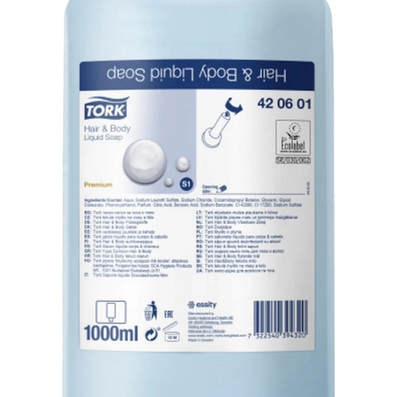 Картридж с жидким мылом Tork S1 Prem мыло-гель &nbsp;1л, 420601