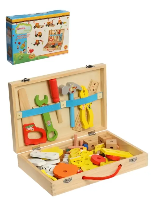 Набор инструментов детский &laquo;Собери животных&raquo;, деревянный конструктор