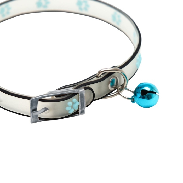 Ошейник Ошейник "Лапки", 28 х 1 см, ОШ 18-24 см, прозрачный/чёрный