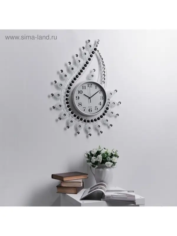 Часы настенные интерьерные &laquo;Капля с завитками&raquo;, серия: Ажур, бесшумные, плавный ход, 69&times;50 см, d=21 см, от батарейки 1&times;АА