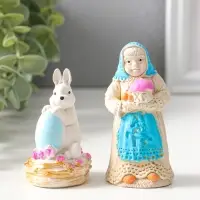 Статуэтки набор 2шт  "Пасхальный №1" девушка 9х4 см, заяц 8х4 см