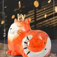 Копилка для денег &laquo;Спящая рыжая кошка в короне&raquo;, керамика, 16.2&times;10.3&times;12.6 см