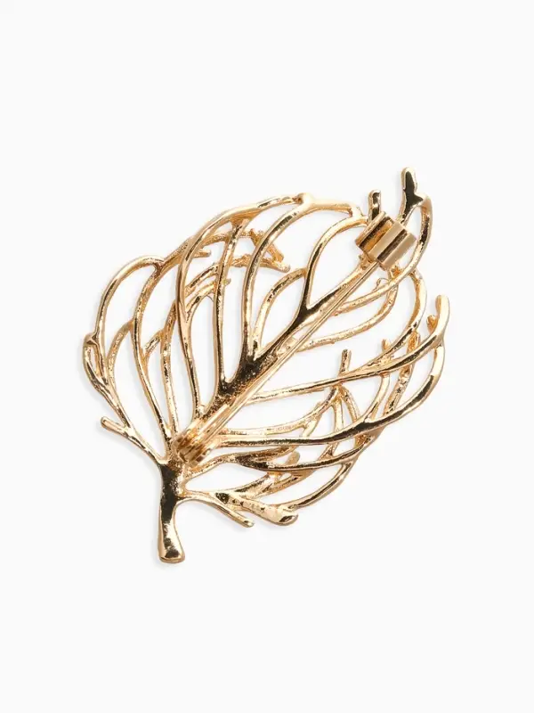 Брошь  Брошь "Лист" веточка, цвет золото