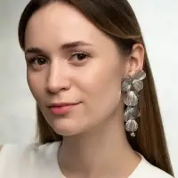 Серьги висячие &laquo;Цветок&raquo;, каталея, цвет серебро, 10 см