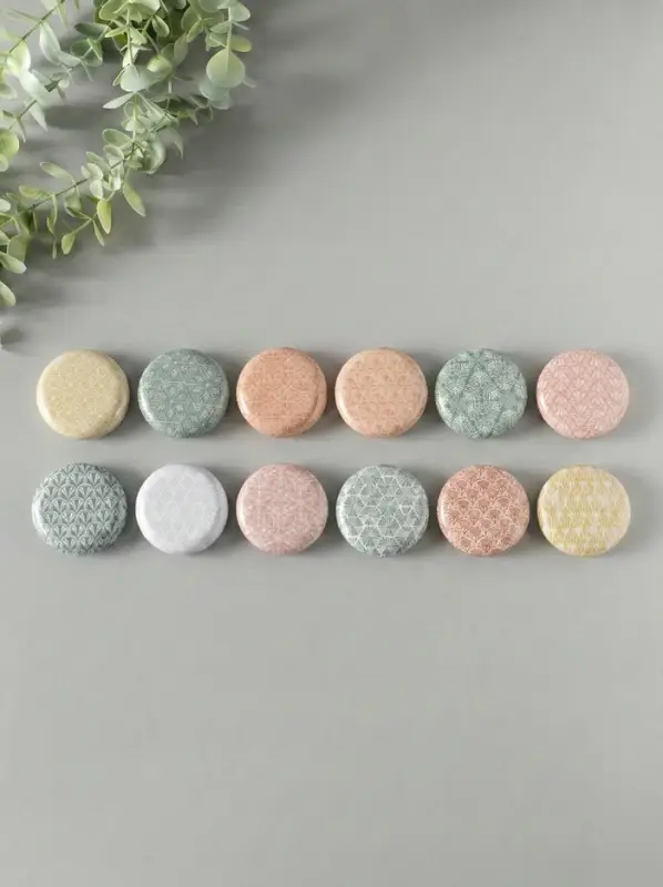 Шкатулка металл круглая "Геометрические рисунки" набор 12 шт 6,8х6,8х1,7 см