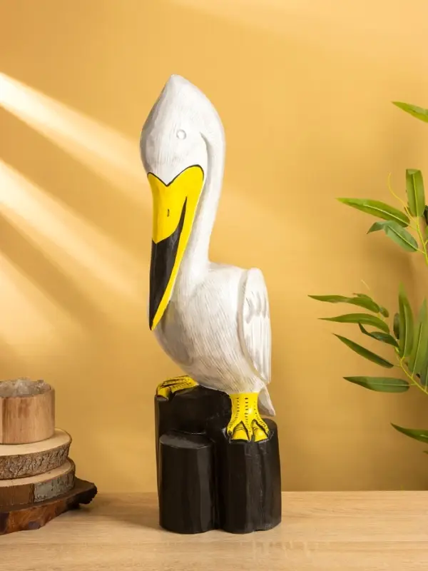 Сувенир «Пеликан», 17×20×50 см, дерево, белый