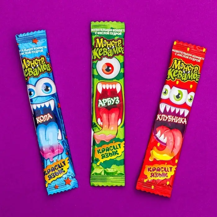 Хеллоуин. Жевательная конфета «Монстр Жевамба» ассорти, 8 г Хеллоуин. Жевательная конфета «Монстр Жевамба» ассорти, 8 г