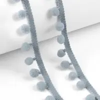 Тесьма декоративная с помпонами, 25&plusmn;5 мм, 8&plusmn;0.5 м, серая