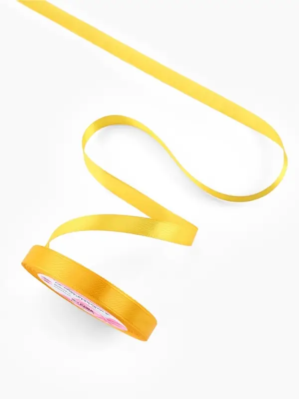 Лента атласная, 10 мм, 23±1 м, жёлтая №16 Лента атласная, 10 мм, 23±1 м, жёлтая №16