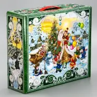 Подарочная новогодняя коробка &laquo;Чудо-тройка&raquo; в красном 29&times;9&times;25 см