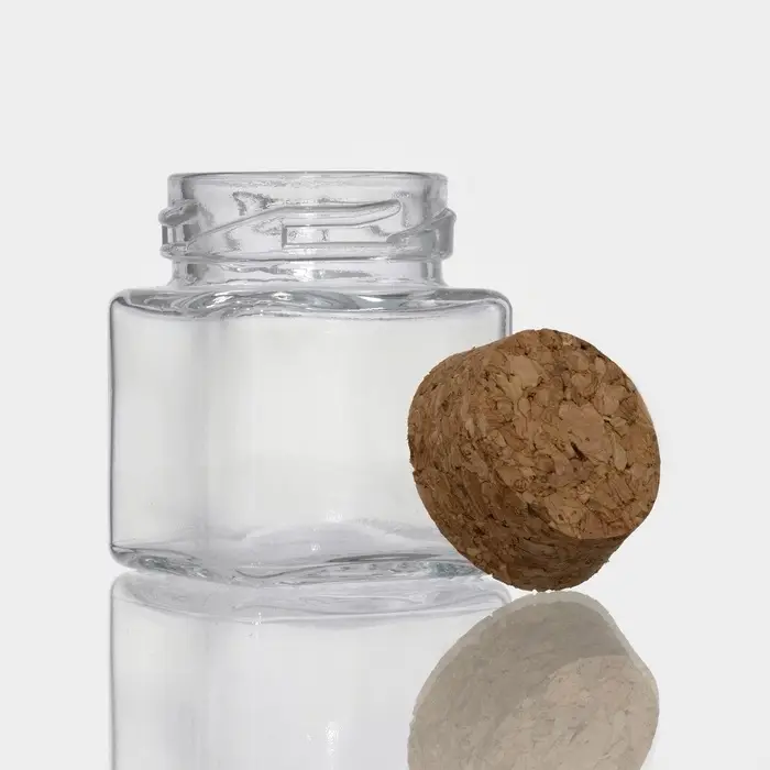 Набор баночек для специй Доляна &laquo;Парфе. Квадрат&raquo;, 70 мл, 4.5&times;5.4 см, с пробковой крышкой, 12 шт., стекло