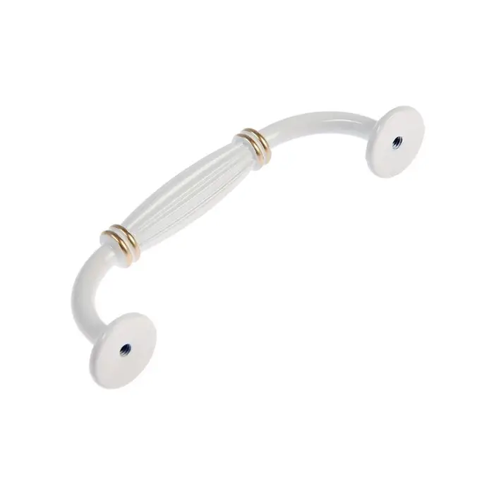 Ручка-скоба мебельная PC176WW/GP, м/о 96 мм, белая с золотом, 4 шт.