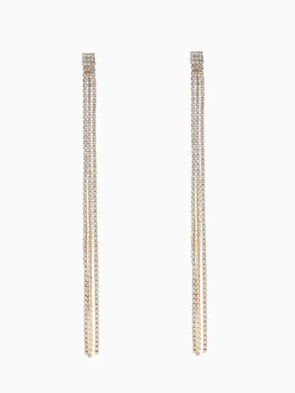 Клипсы для ушей висячие со стразами QF &laquo;Лёд&raquo;, классика, белая в золоте